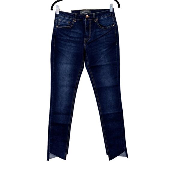 Francesca's Harper Womens Size 27 Blue Mid Rise Cross Step Hem Skinny Jeans - Picture 1 of 10